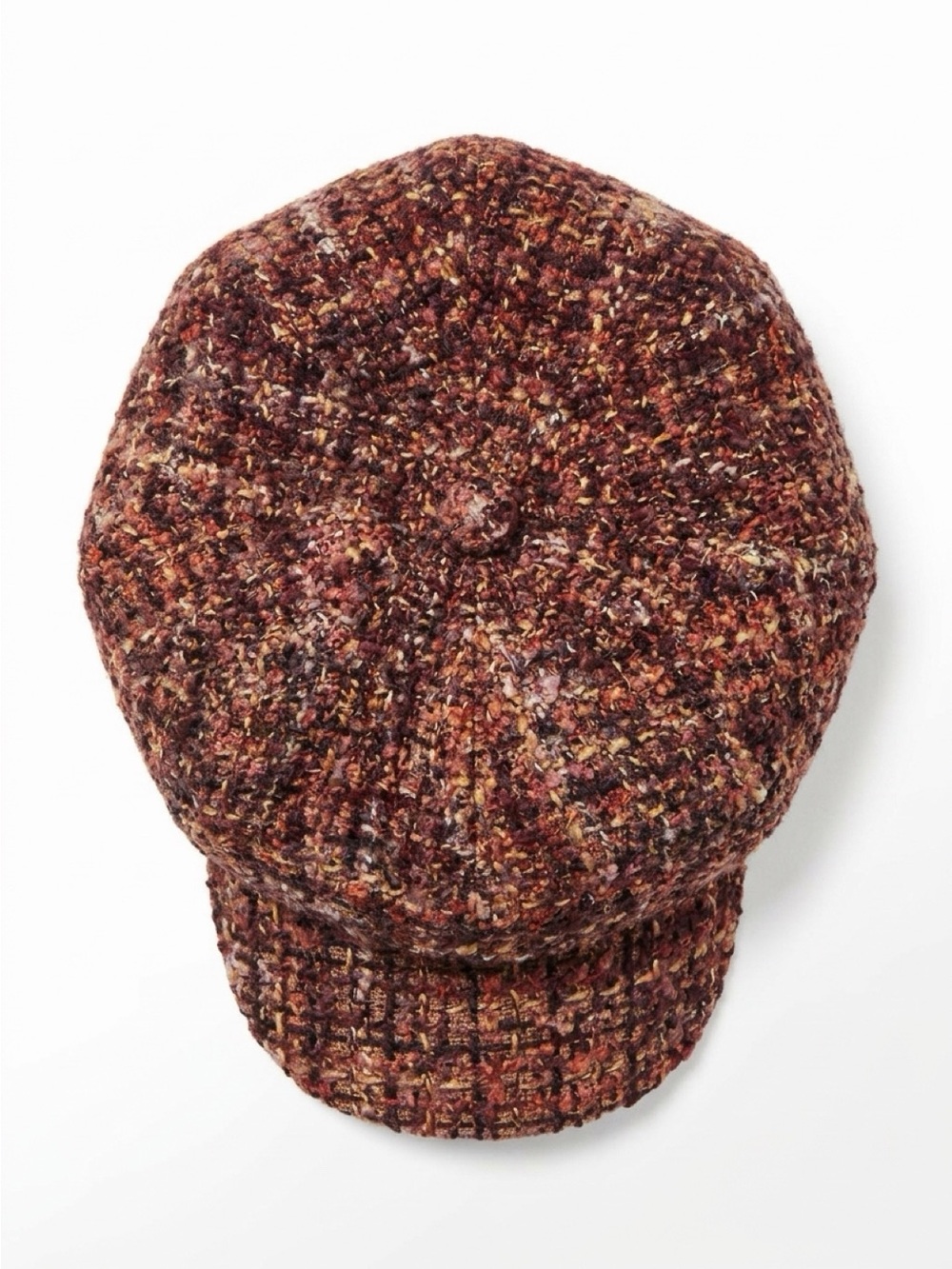 Multicolor Tweed Baker Boy Cap - Autumn Hues - S/M